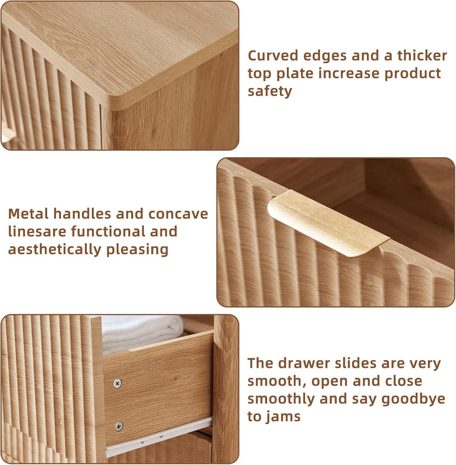 Distressed Fluted Dresser Featuring Six Drawers 42Inch
