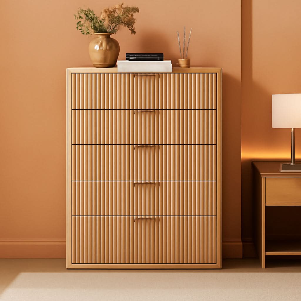 Distressed Fluted Dresser Featuring Six Drawers 42Inch