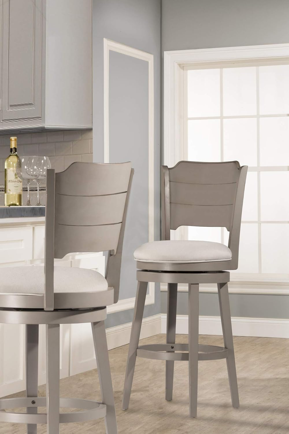 Distressed Gray Swivel Counter Height Stool with Comfort