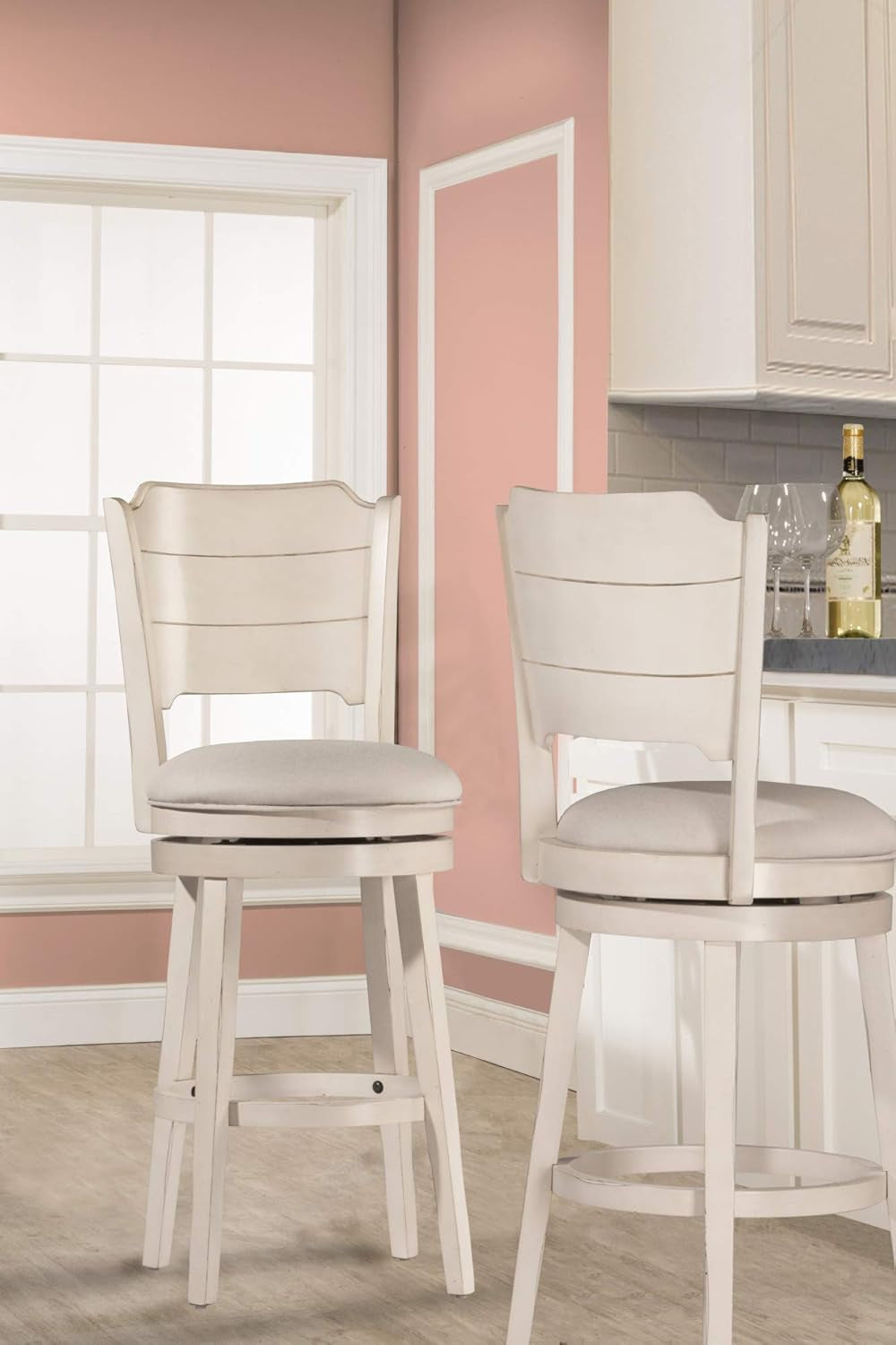 Distressed Gray Swivel Counter Height Stool with Comfort