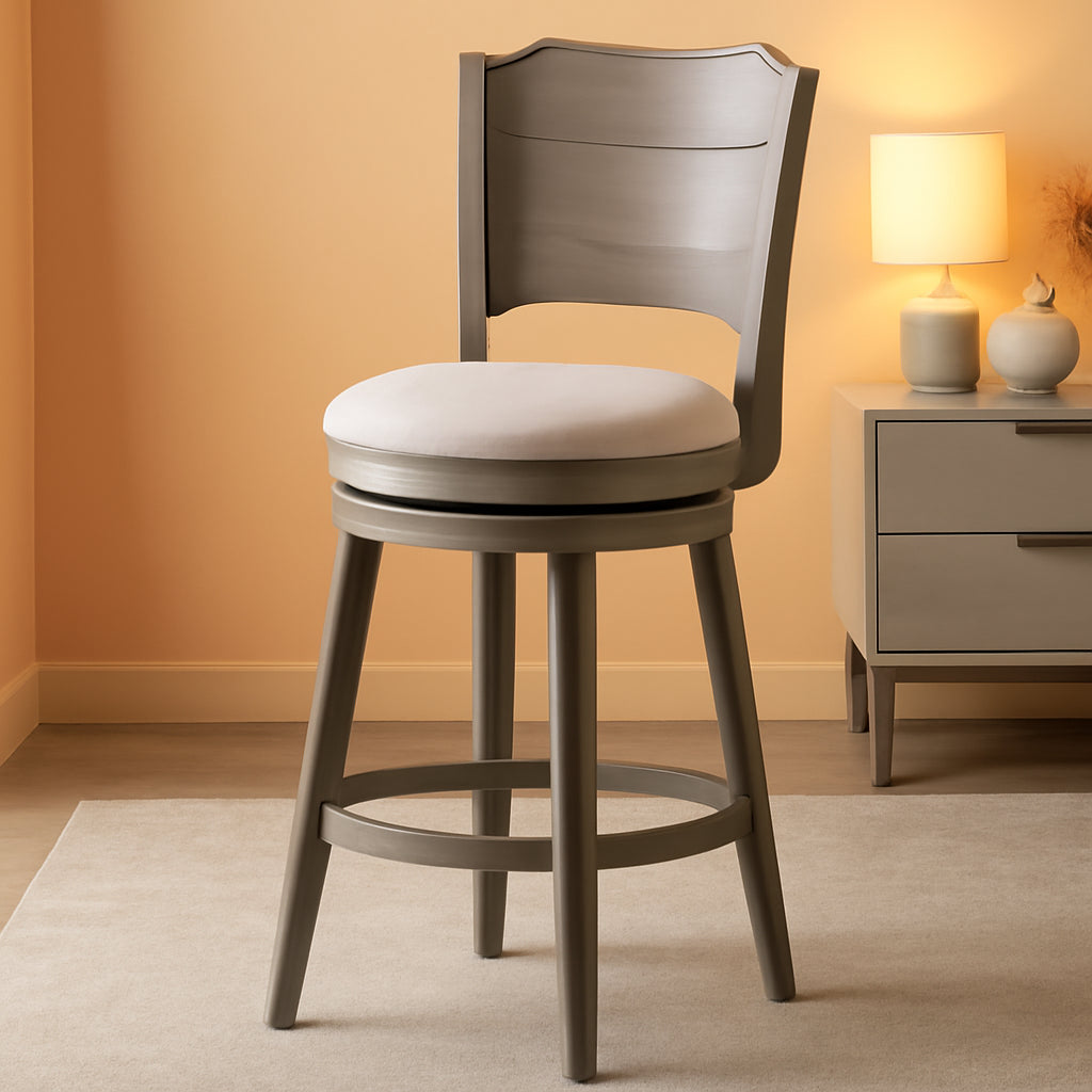 Distressed Gray Swivel Counter Height Stool with Comfort