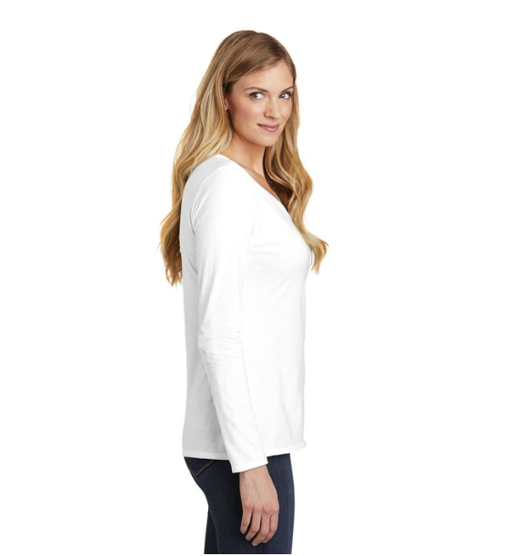District® Women’s Very Important Tee® | Long Sleeve V-Neck with Stylish Left Chest & Back Prints
