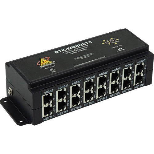 Ditek 8-Channel Wall Mount POE Ethernet Protector 10GbE Shielded DTK-WM8NETS