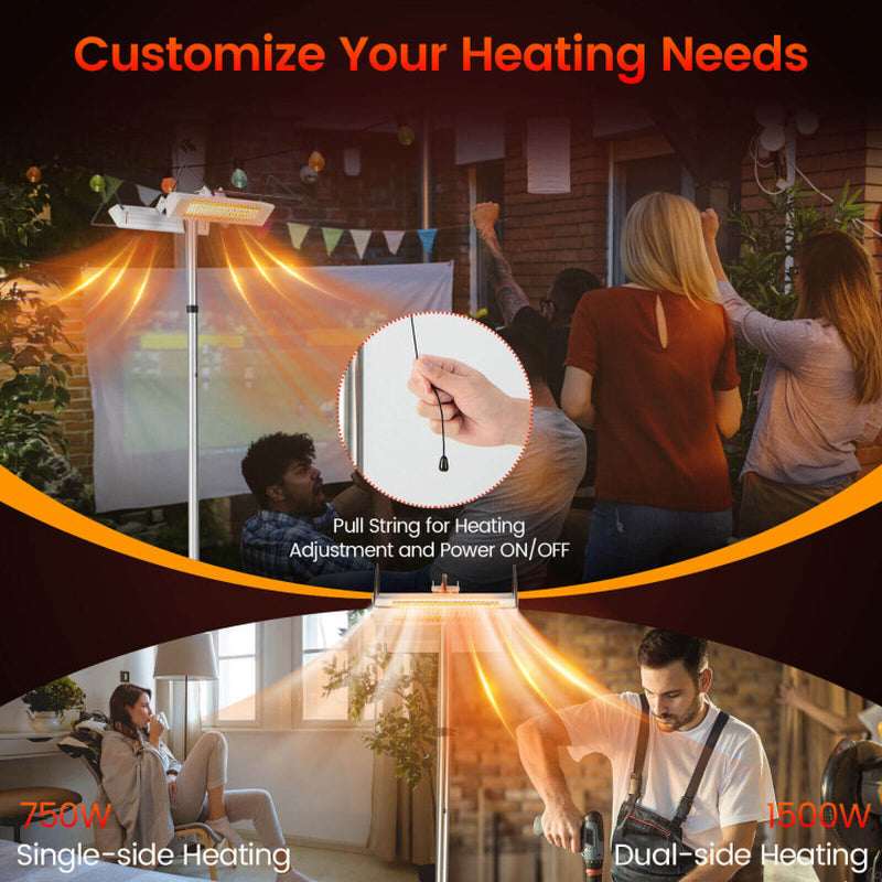 Double Sided 1500W Electric Heater for Indoor and Outdoor Use