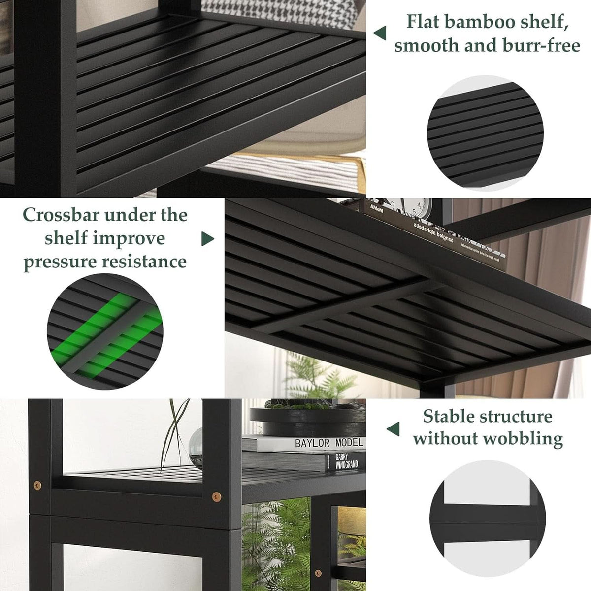 Double Wide Black Bookshelf Freestanding 6 Feet Tall