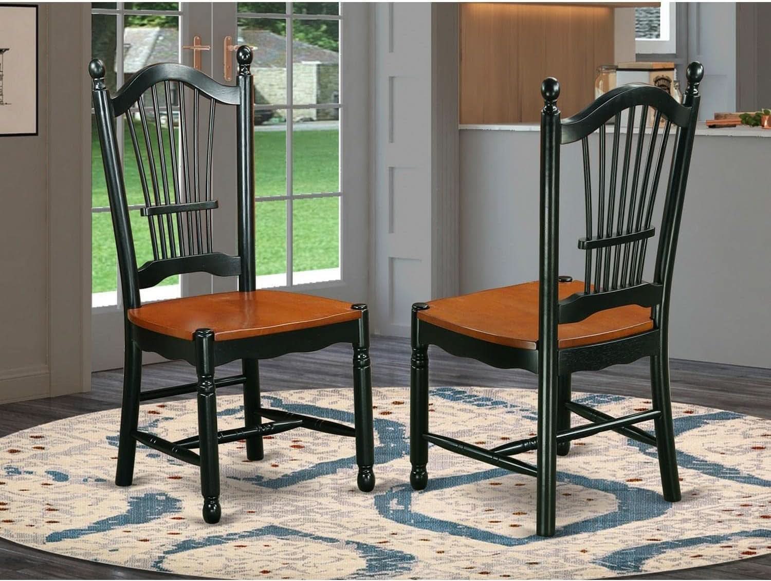 Dover Slat Back Dining Chairs Set Of 2 In Black And Cherry