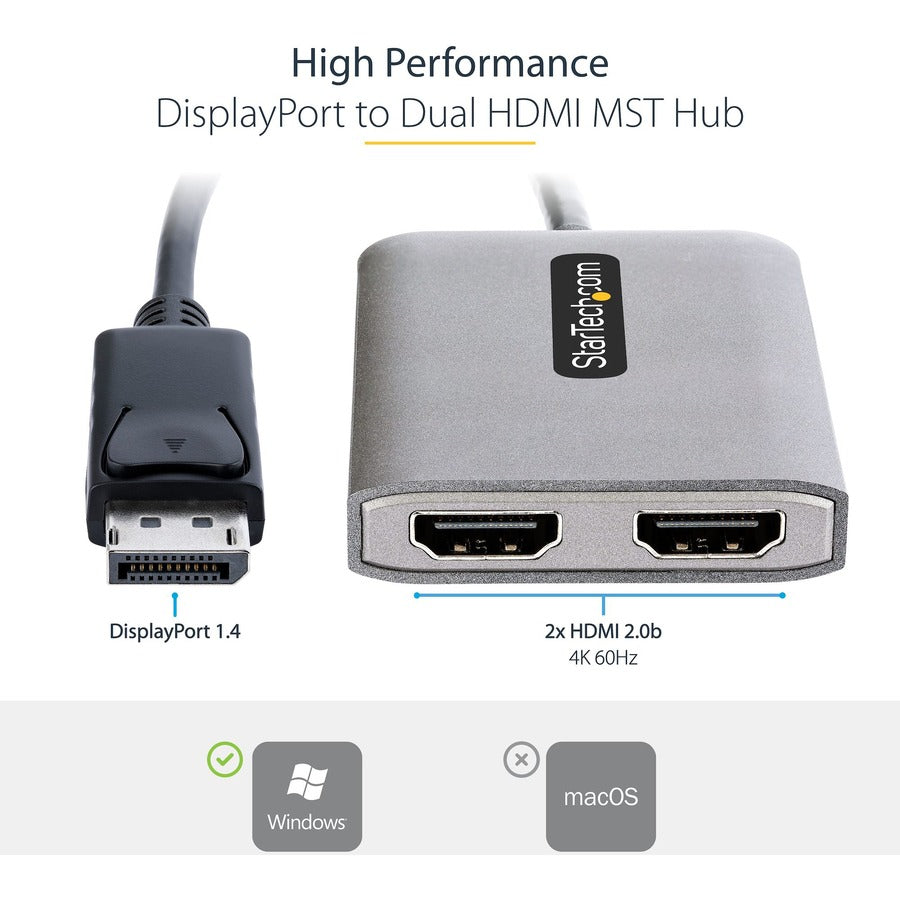 Dp 1.4 To Dual Hdmi Mst Hub,4K 60Hz Multi Monitor Adapter