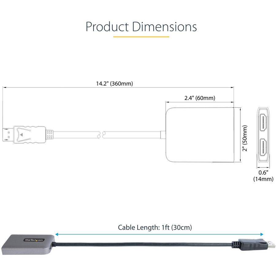 Dp 1.4 To Dual Hdmi Mst Hub,4K 60Hz Multi Monitor Adapter