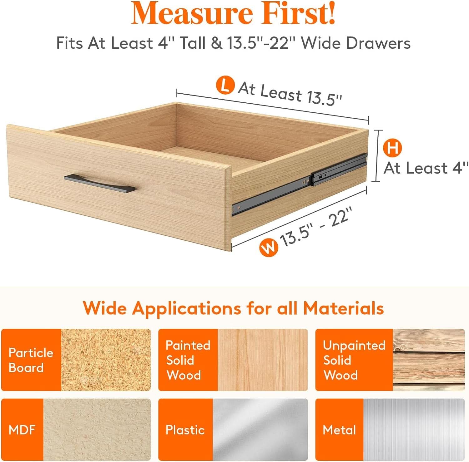 Drawer Dividers 4 In High 11-17 Adjustable White 8 Pack