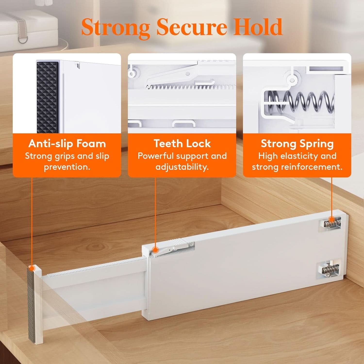 Drawer Dividers 4 In High 11-17 Adjustable White 8 Pack