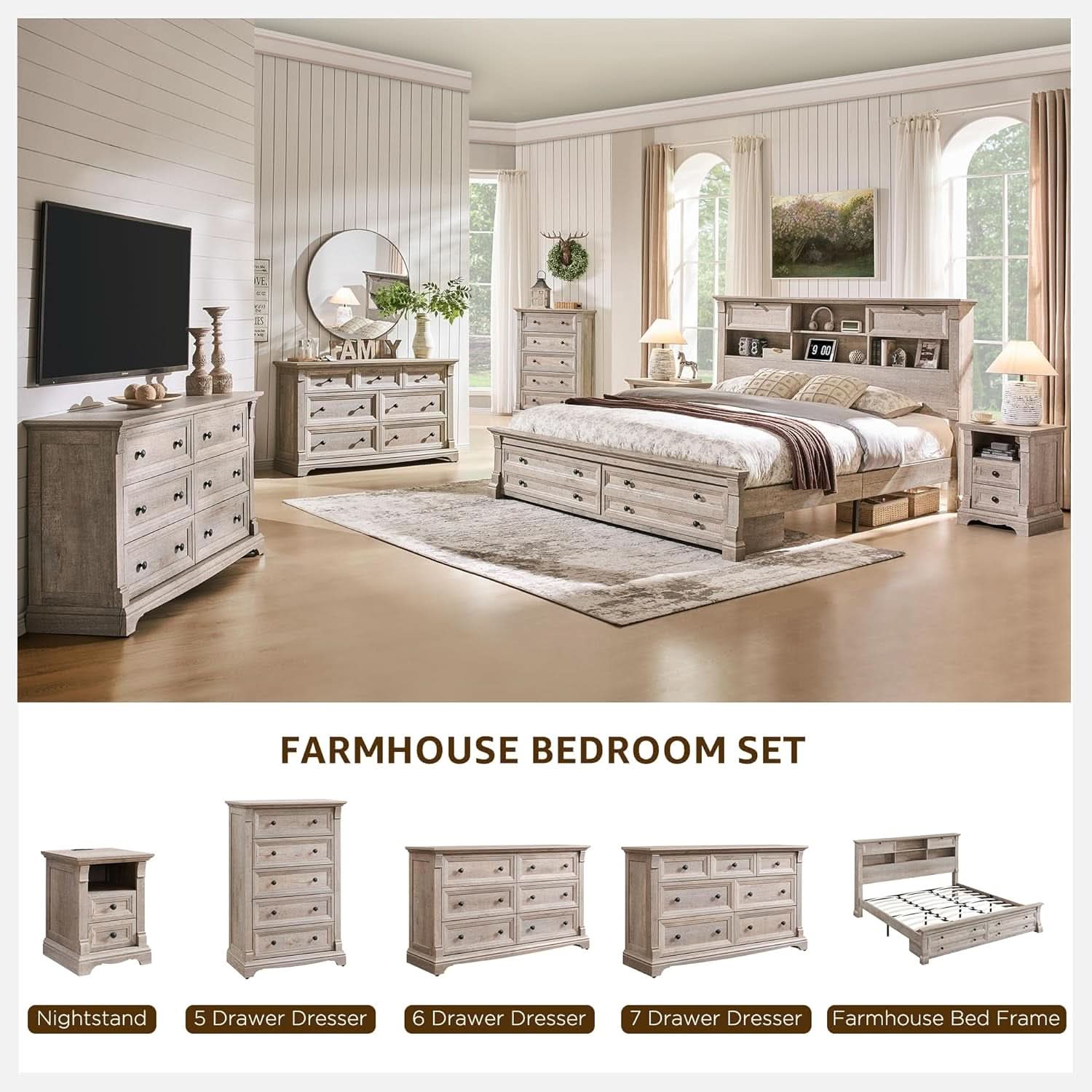 Dresser Cabinet FiftyFourInch Wide Distressed Oak Finish