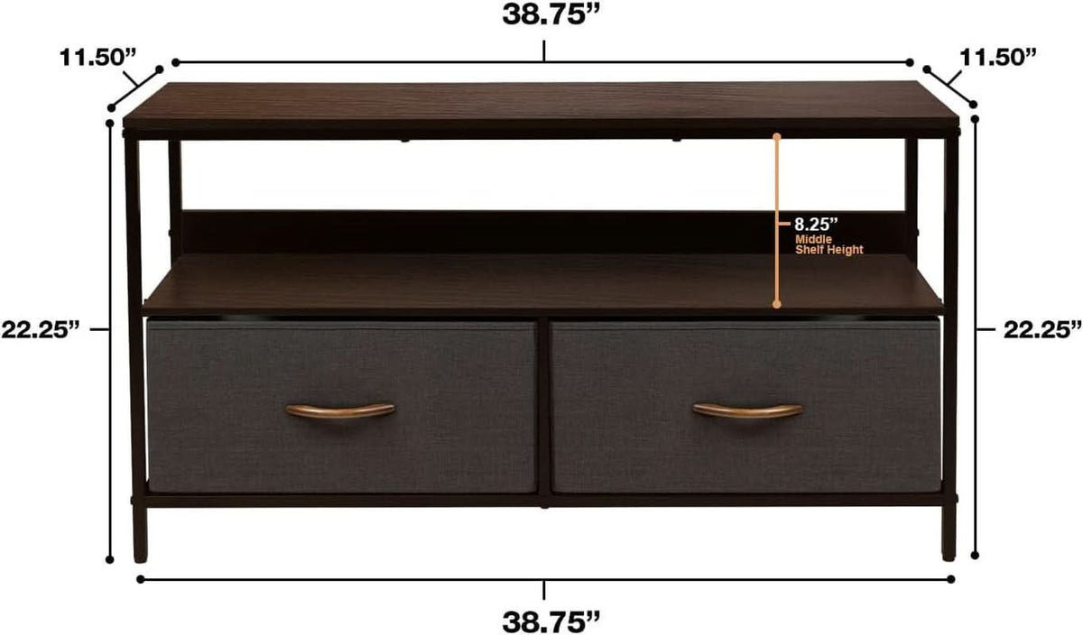 Dresser Style TV Stand With Two Drawers And Wood Top