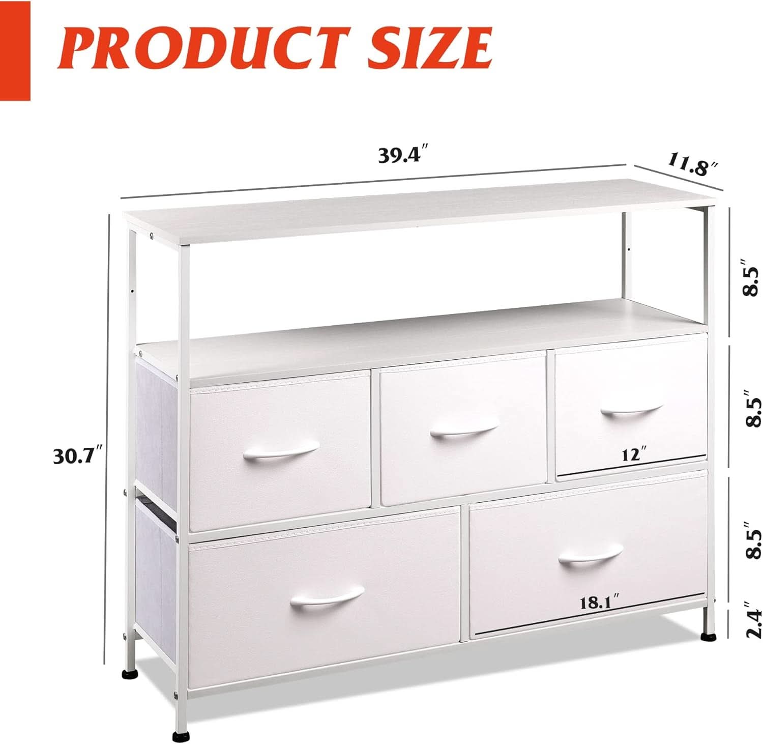 Dresser TV Stand 5 Drawers And Built In Charging Station
