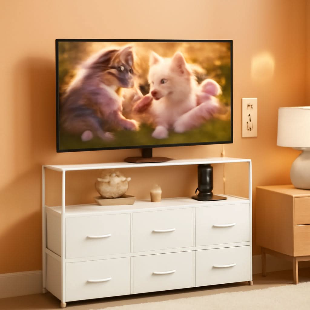 Dresser TV Stand 5 Drawers And Built In Charging Station