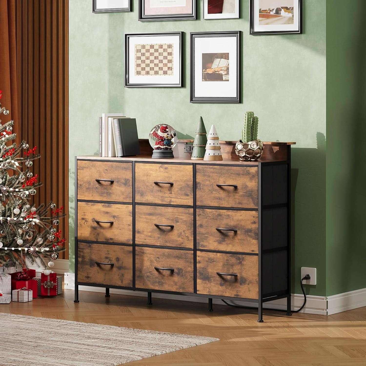Dresser TV Stand 55 Inch With LED Lights For Bedroom
