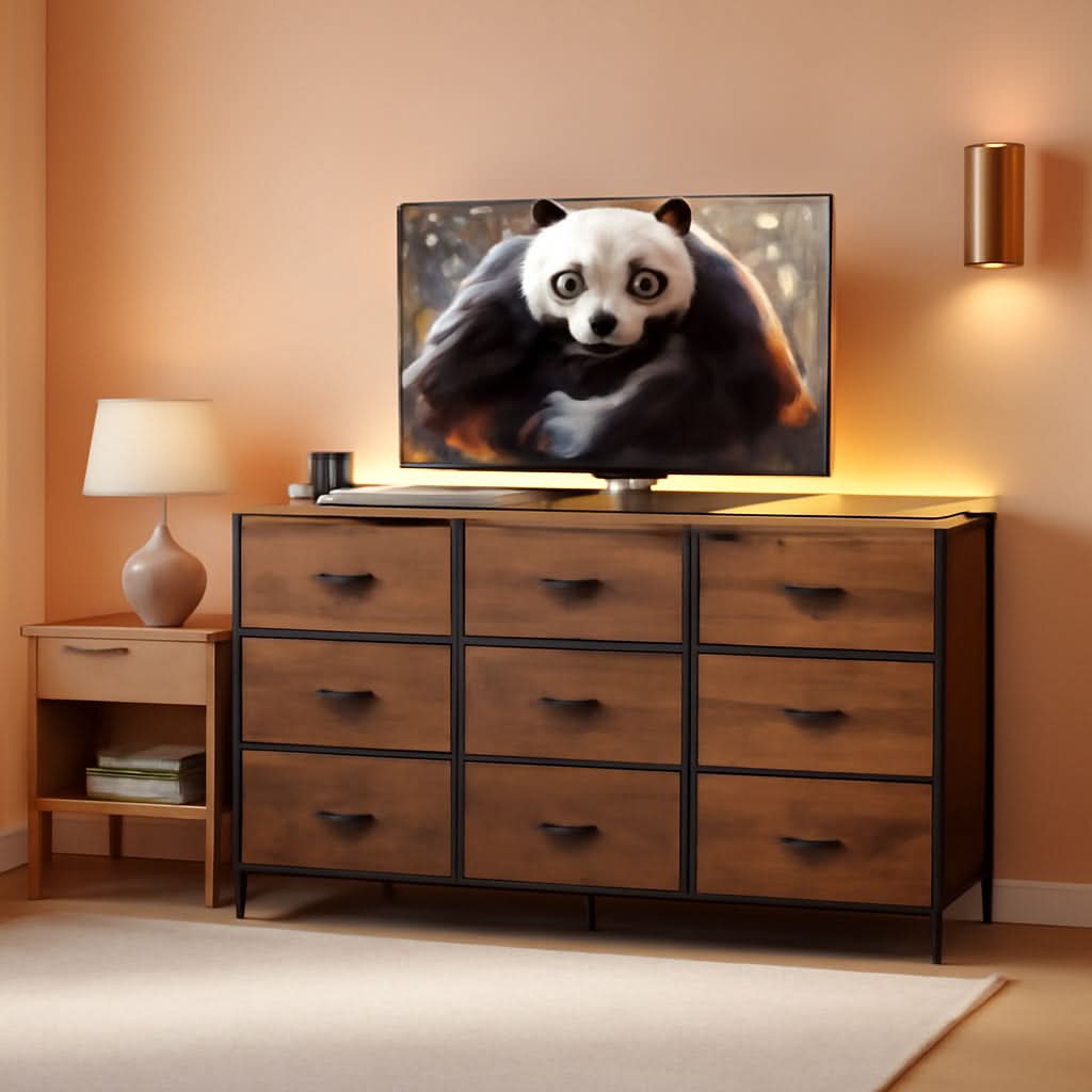 Dresser TV Stand 55 Inch With LED Lights For Bedroom