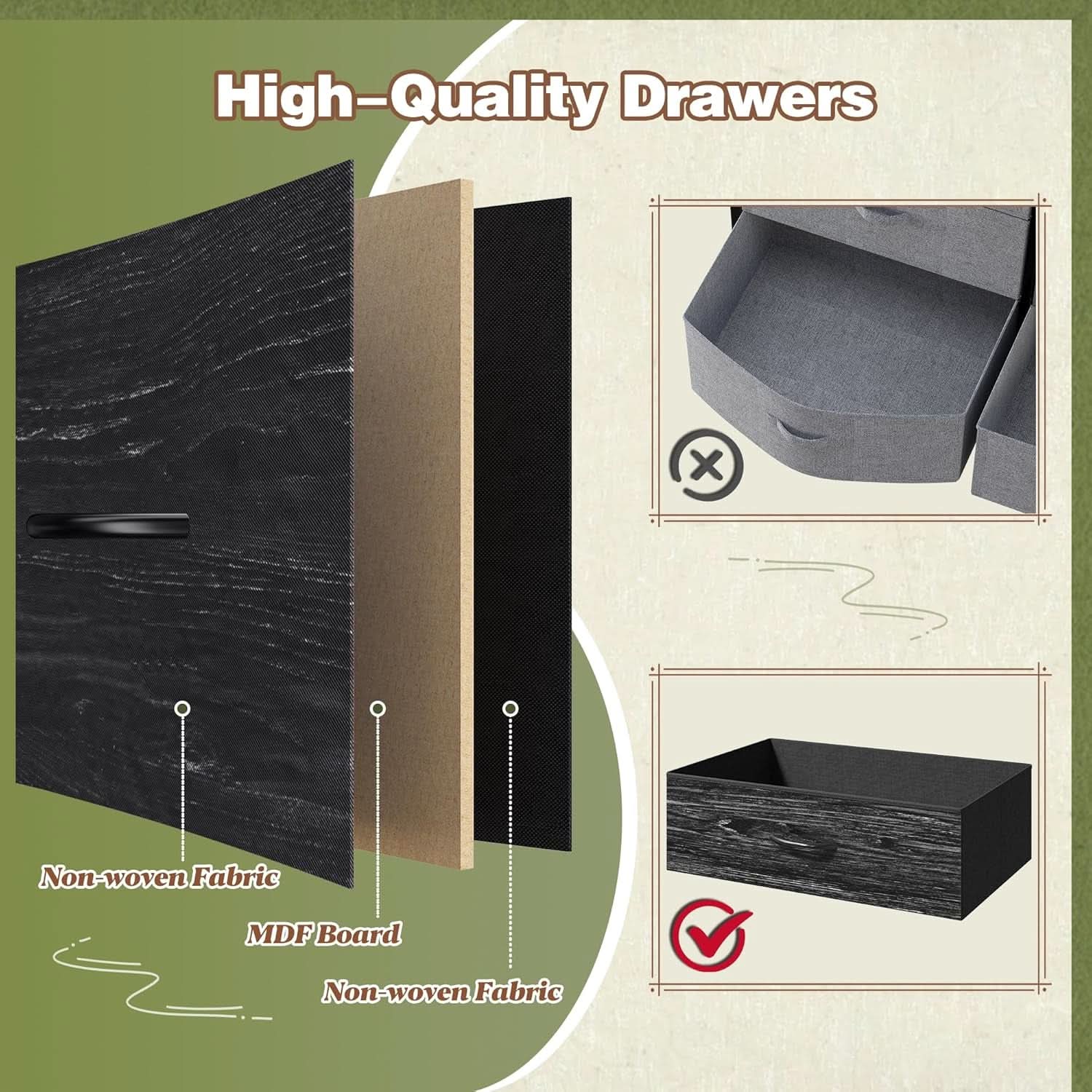 Dresser TV Stand for 60 Inch TV, 9 Drawer, Charcoal Black