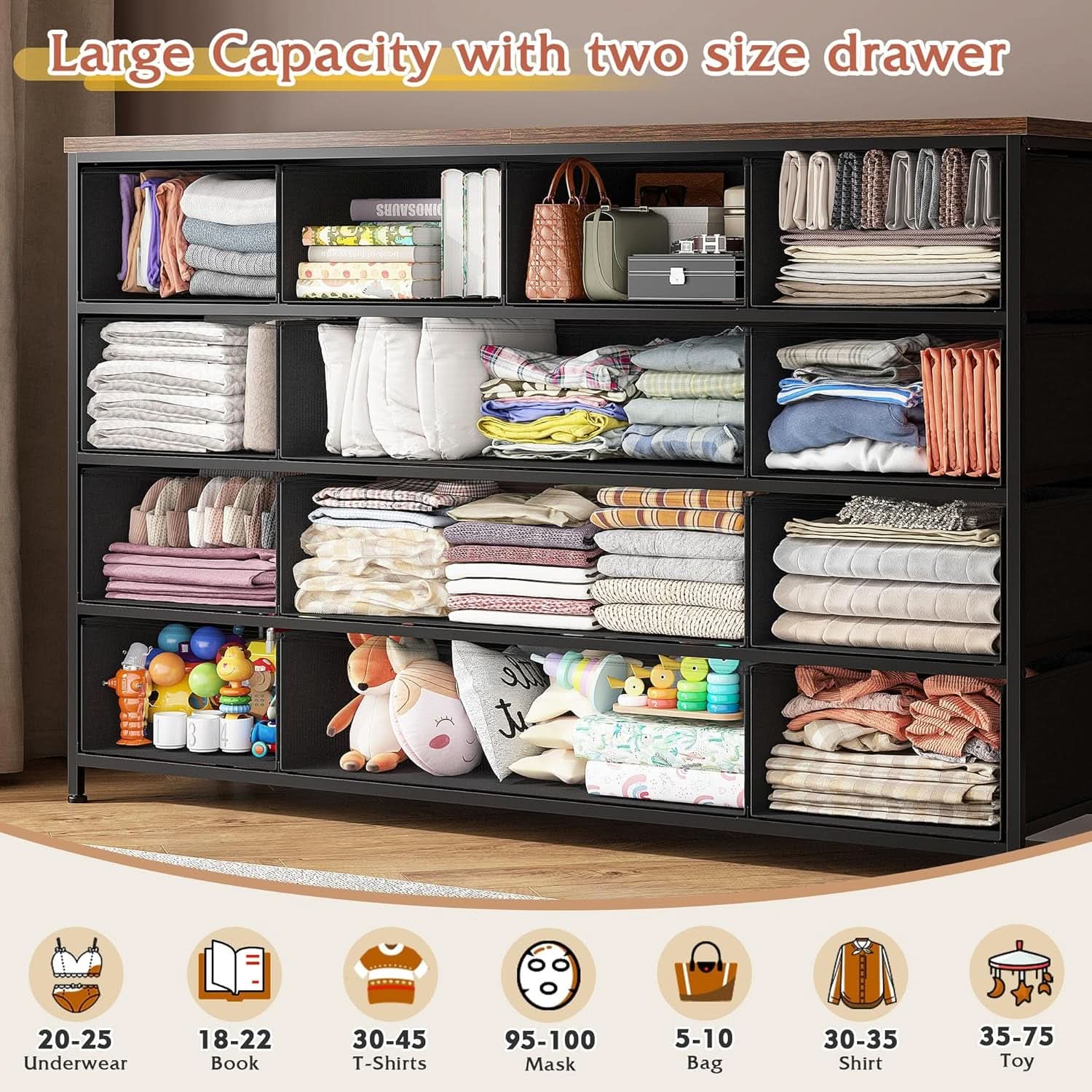 Dresser With 13 Drawers And TV Stand For 55 Inch TV