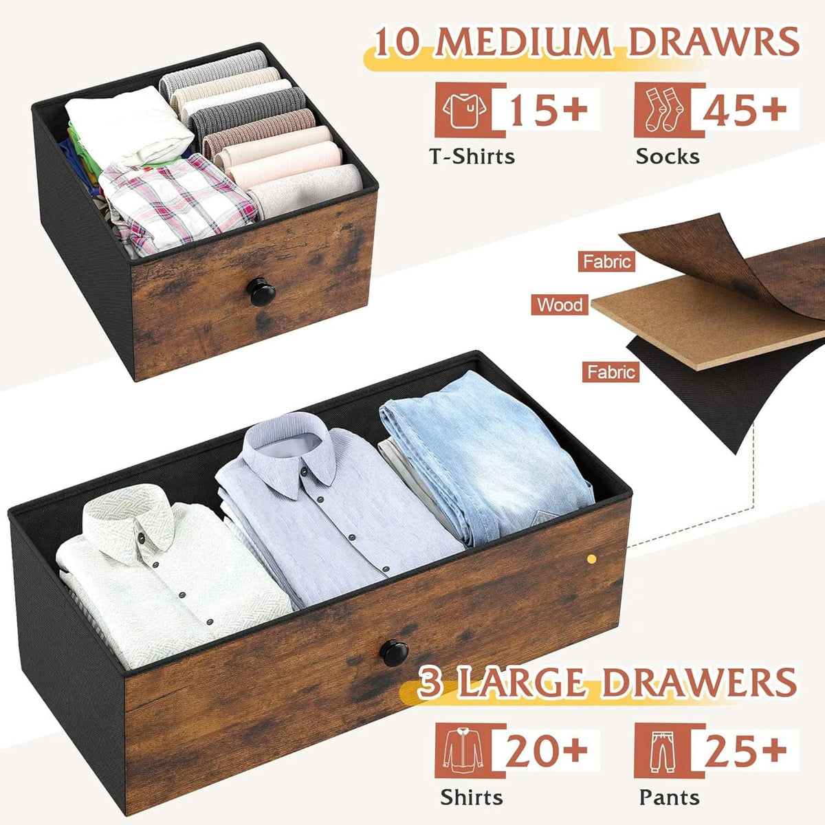 Dresser With 13 Drawers And TV Stand For 55 Inch TV