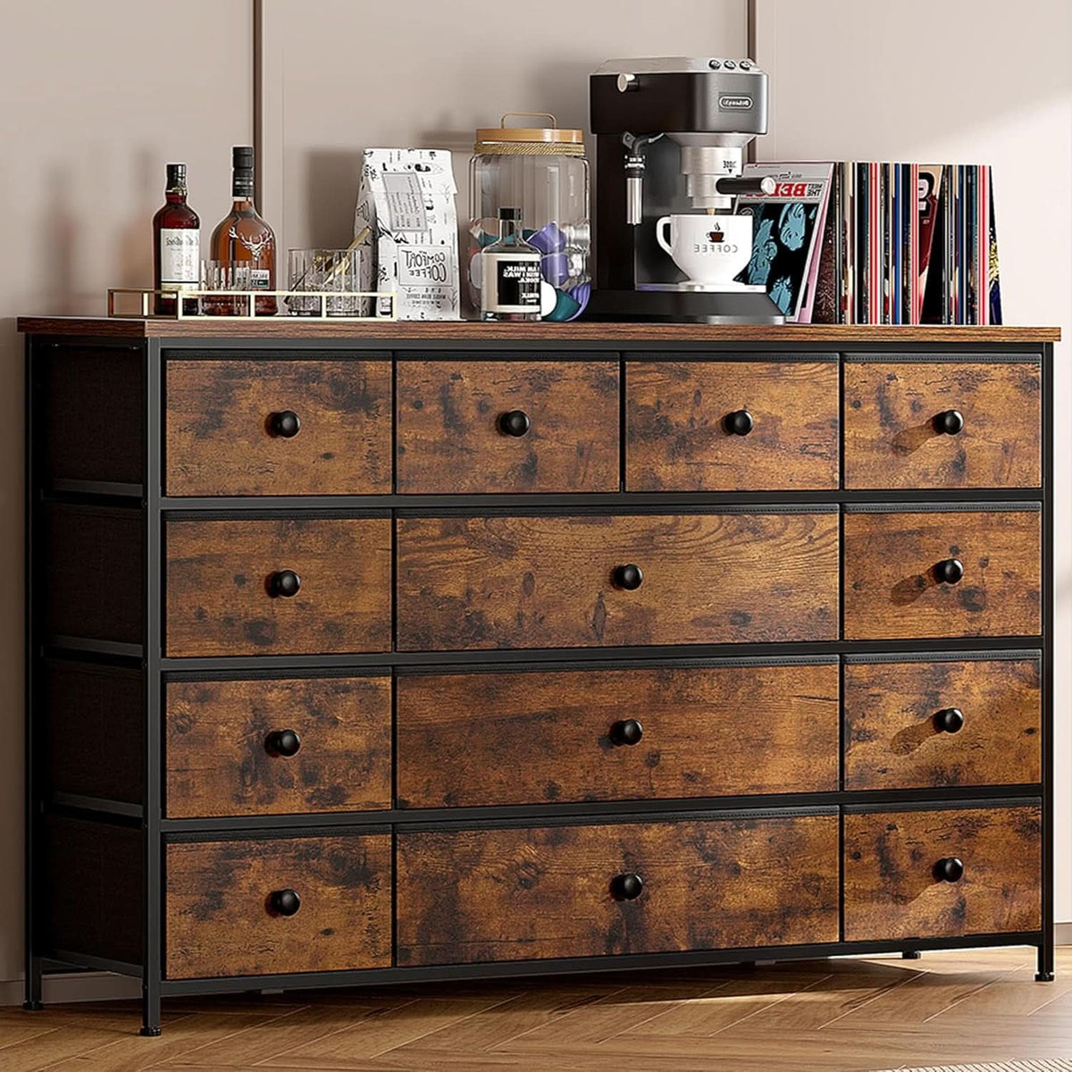 Dresser With 13 Drawers And TV Stand For 55 Inch TV