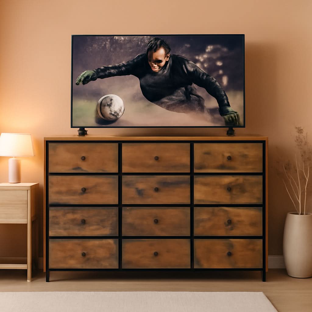 Dresser With 13 Drawers And TV Stand For 55 Inch TV