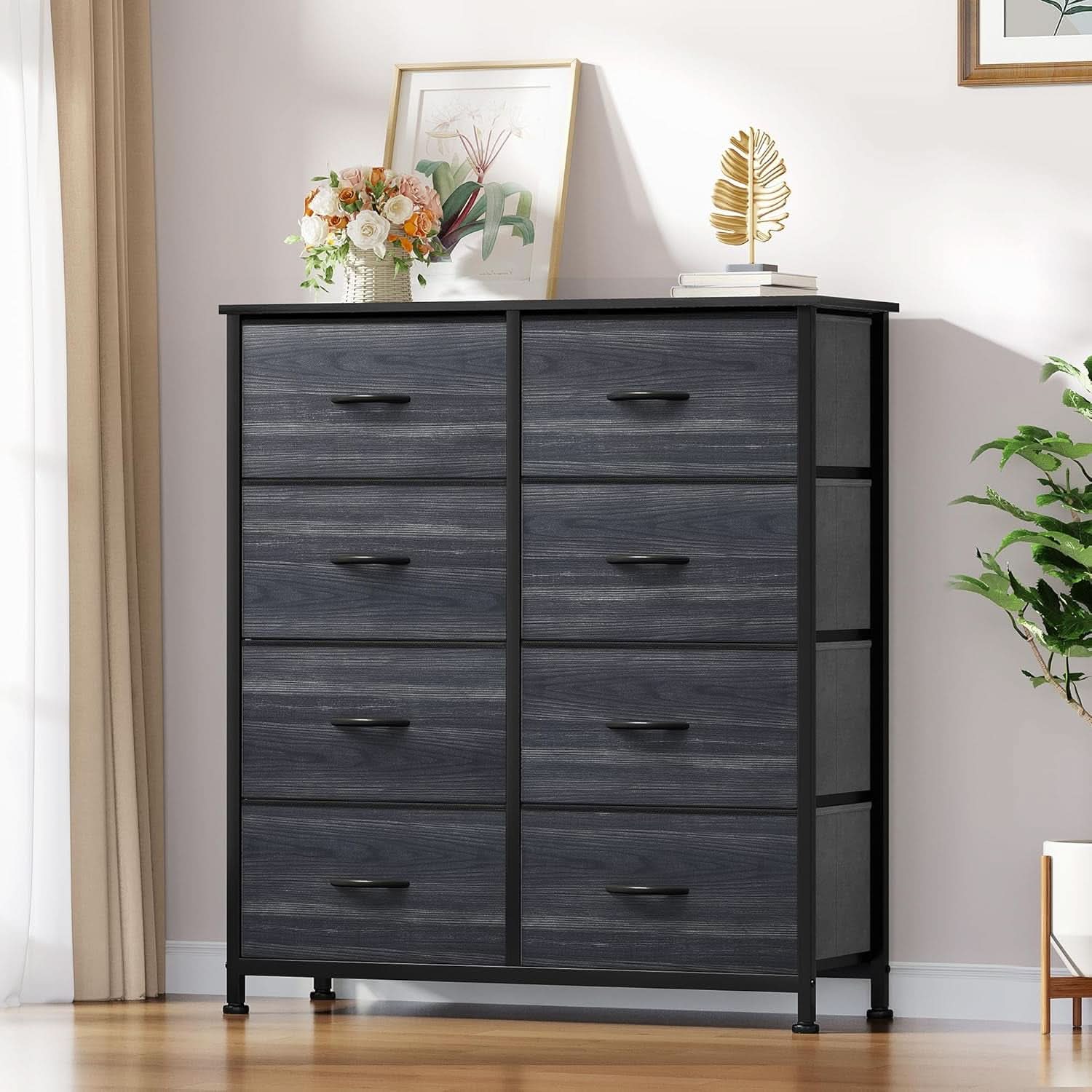 Dresser With 8 Drawers Fabric Storage Tower Steel Frame