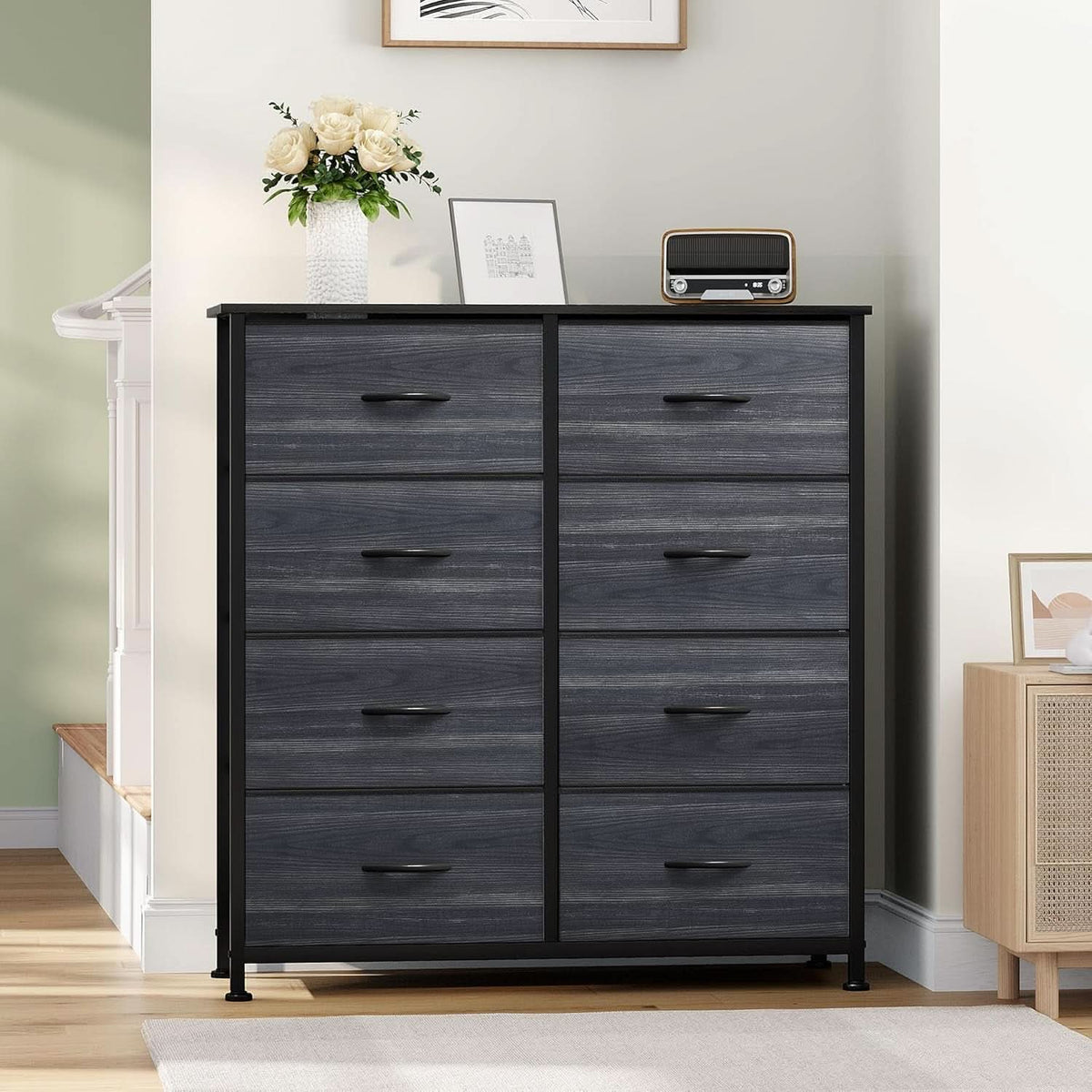 Dresser With 8 Drawers Fabric Storage Tower Steel Frame