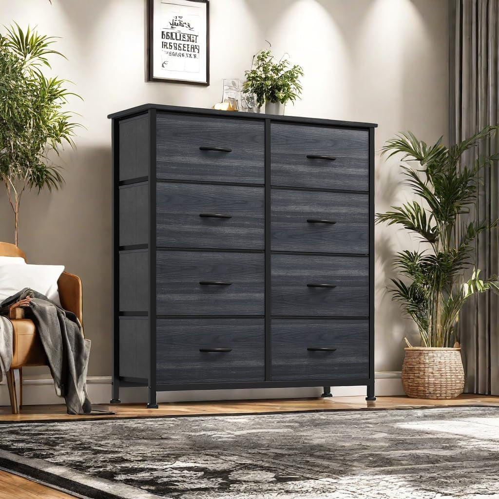 Dresser With 8 Drawers Fabric Storage Tower Wooden Top