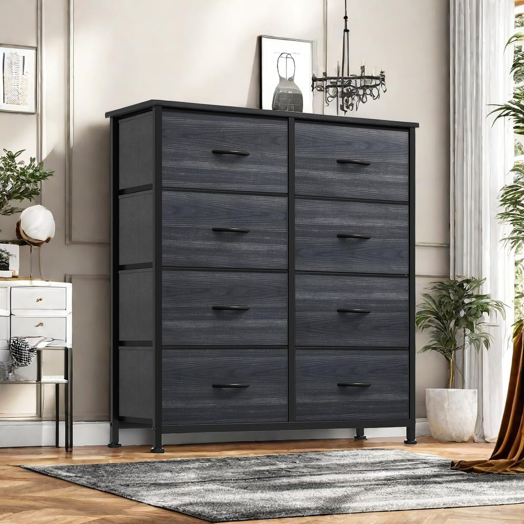 Dresser With 8 Drawers Fabric Storage Tower Wooden Top