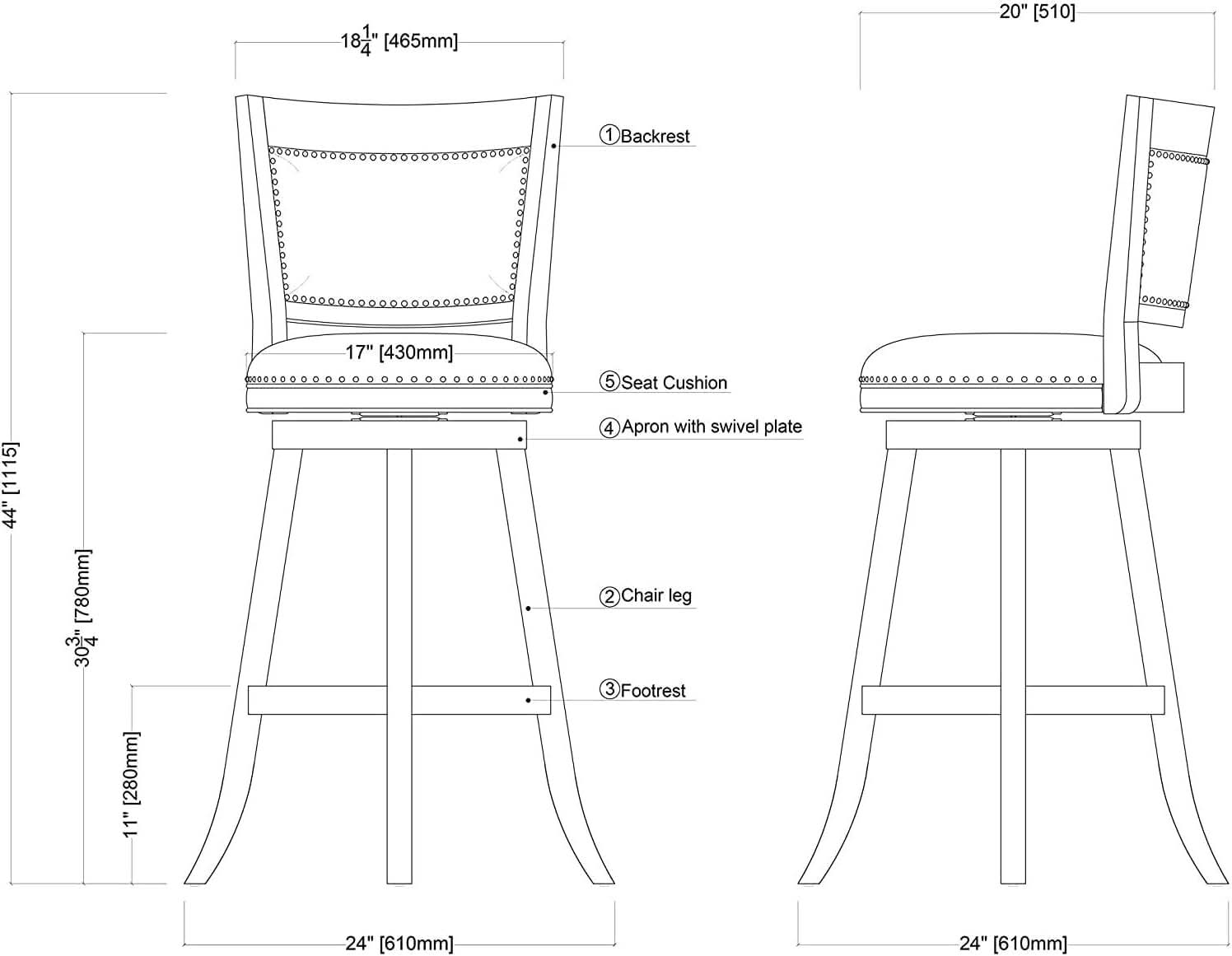 Driftwood Barstool With Swivel Seat And Linen Upholstery
