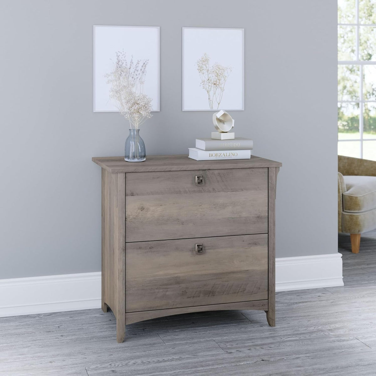 Driftwood Gray 2 Drawer Lateral File Cabinet 32W x 20D x 30H