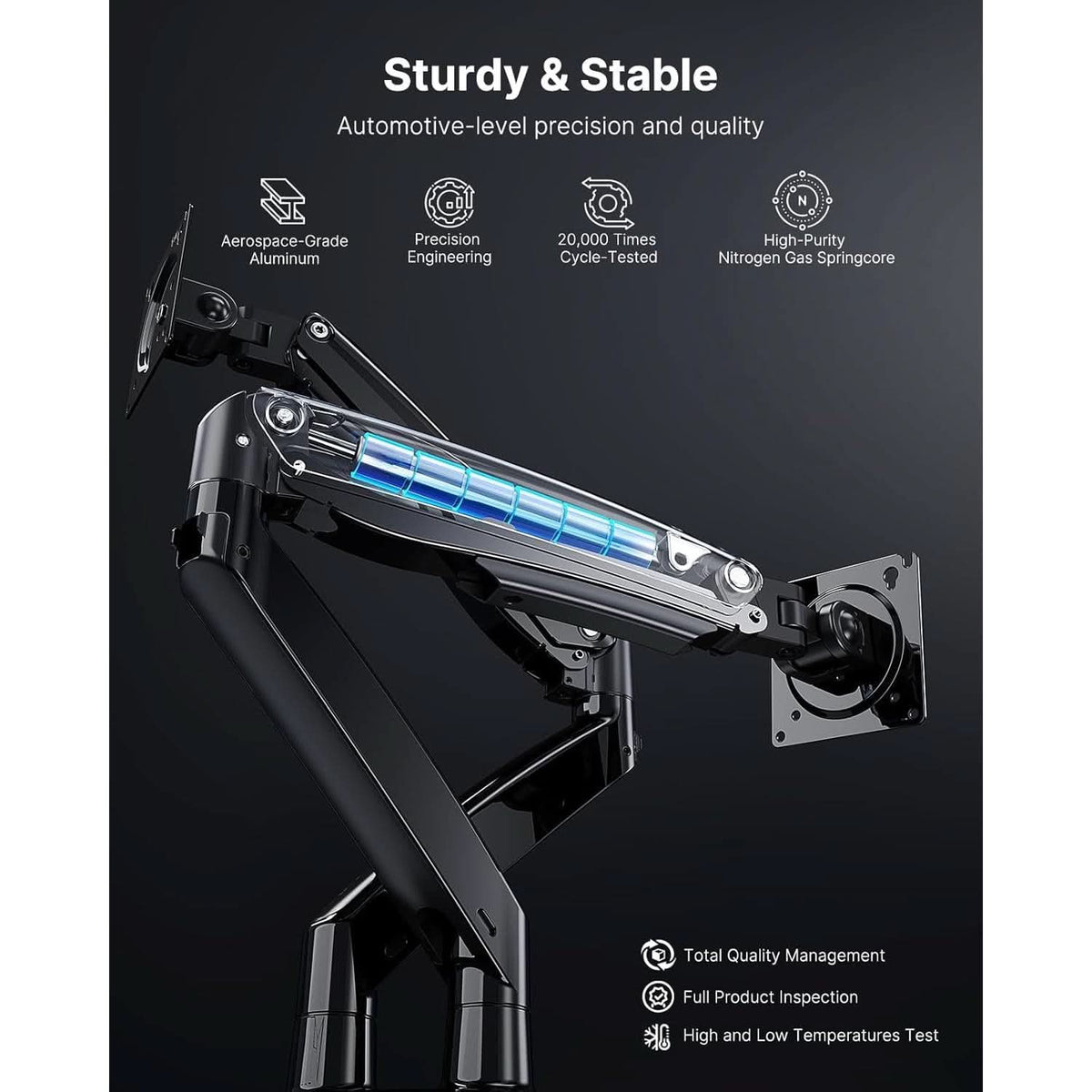 Dual Monitor Stand With USB Port Height Adjustable Arms