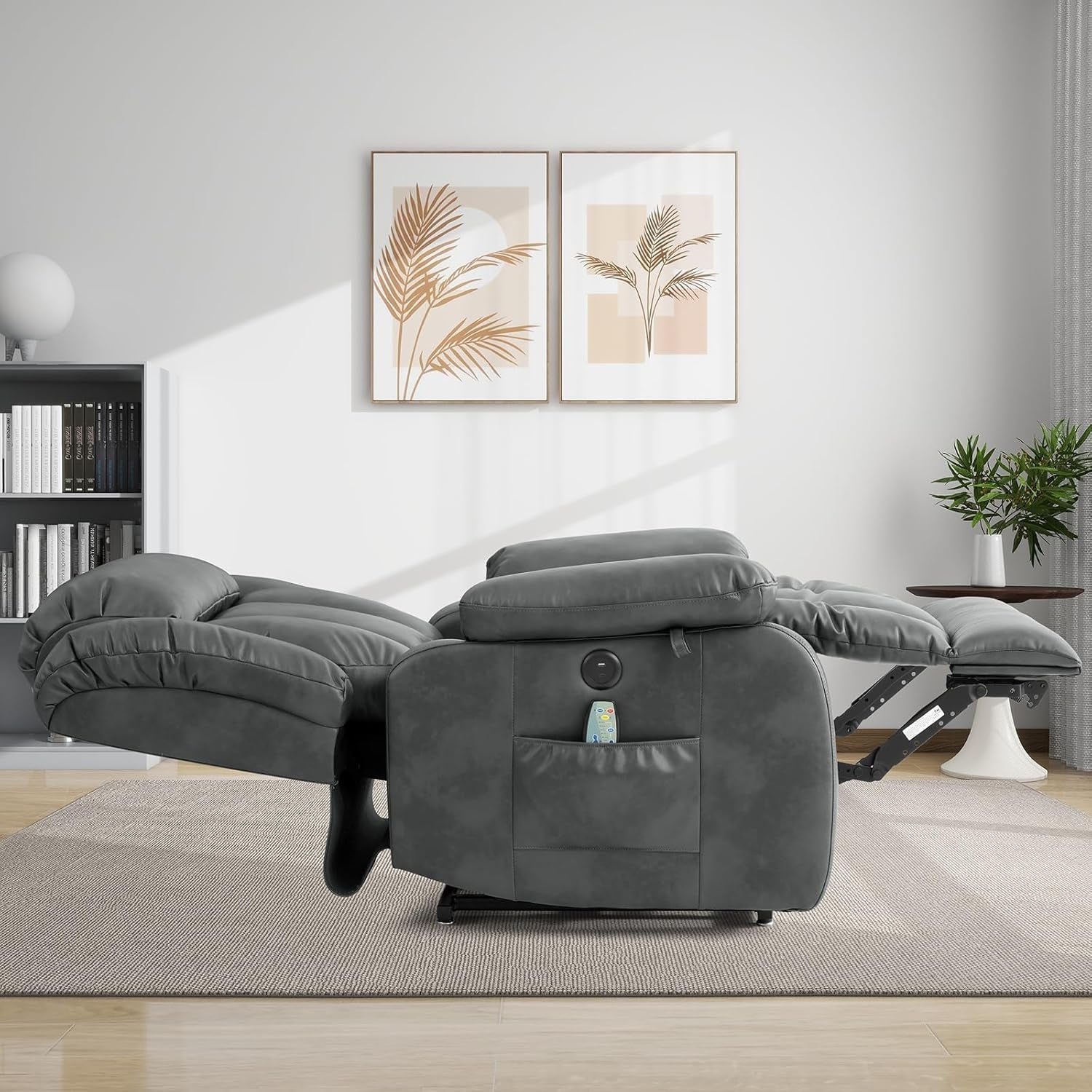 Dual Motor Lift Recliner Chair Gray With Heat Unit