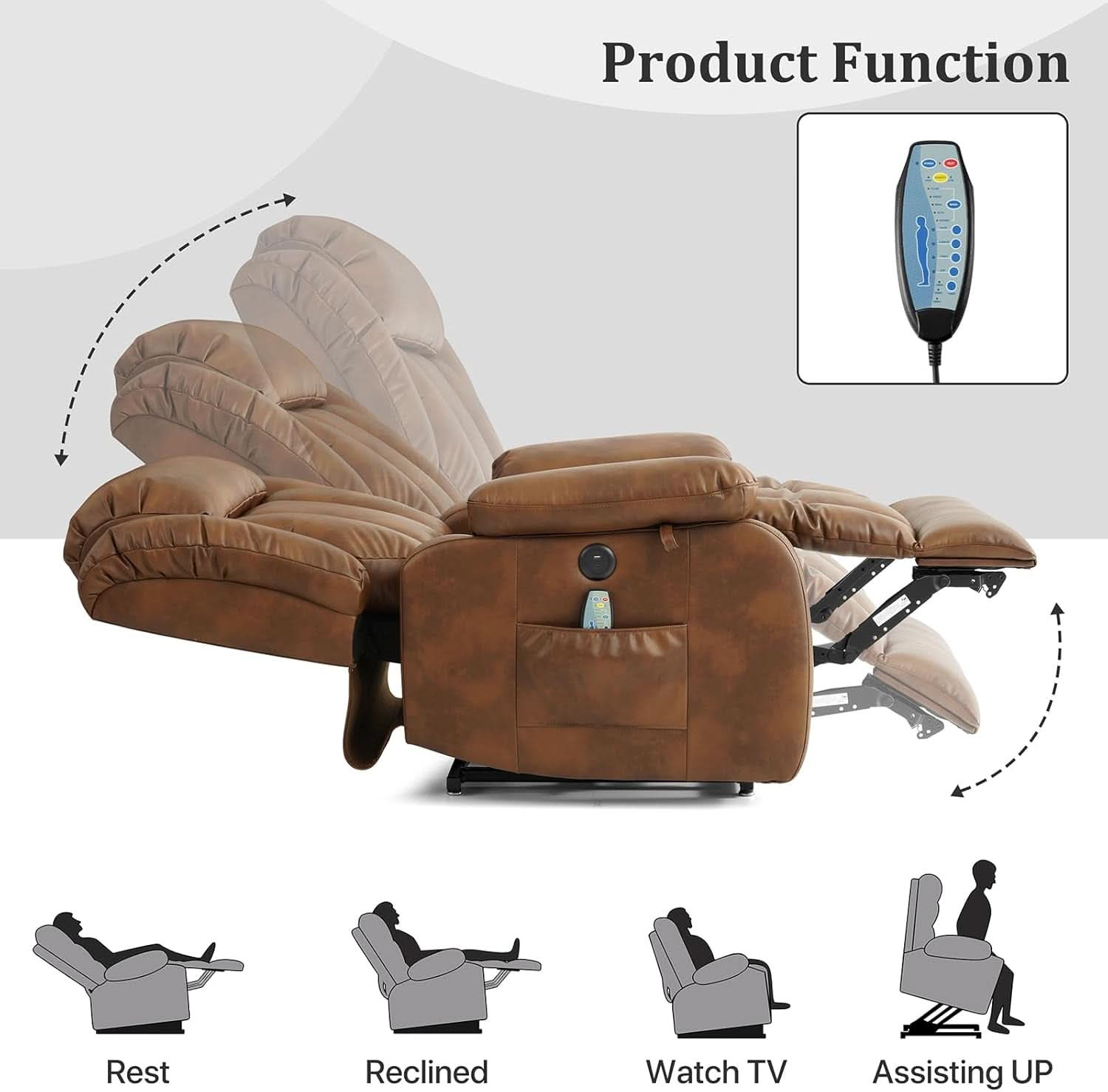 Dual Motor Lift Recliner Chair With Heat And Massage