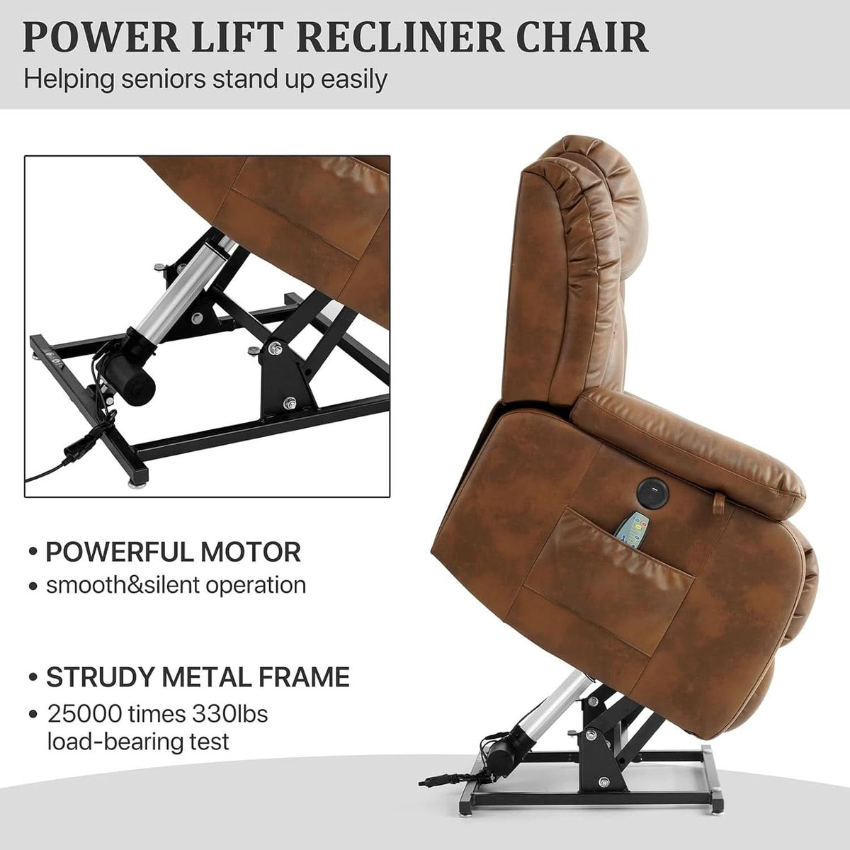 Dual Motor Lift Recliner Chair With Heat And Massage