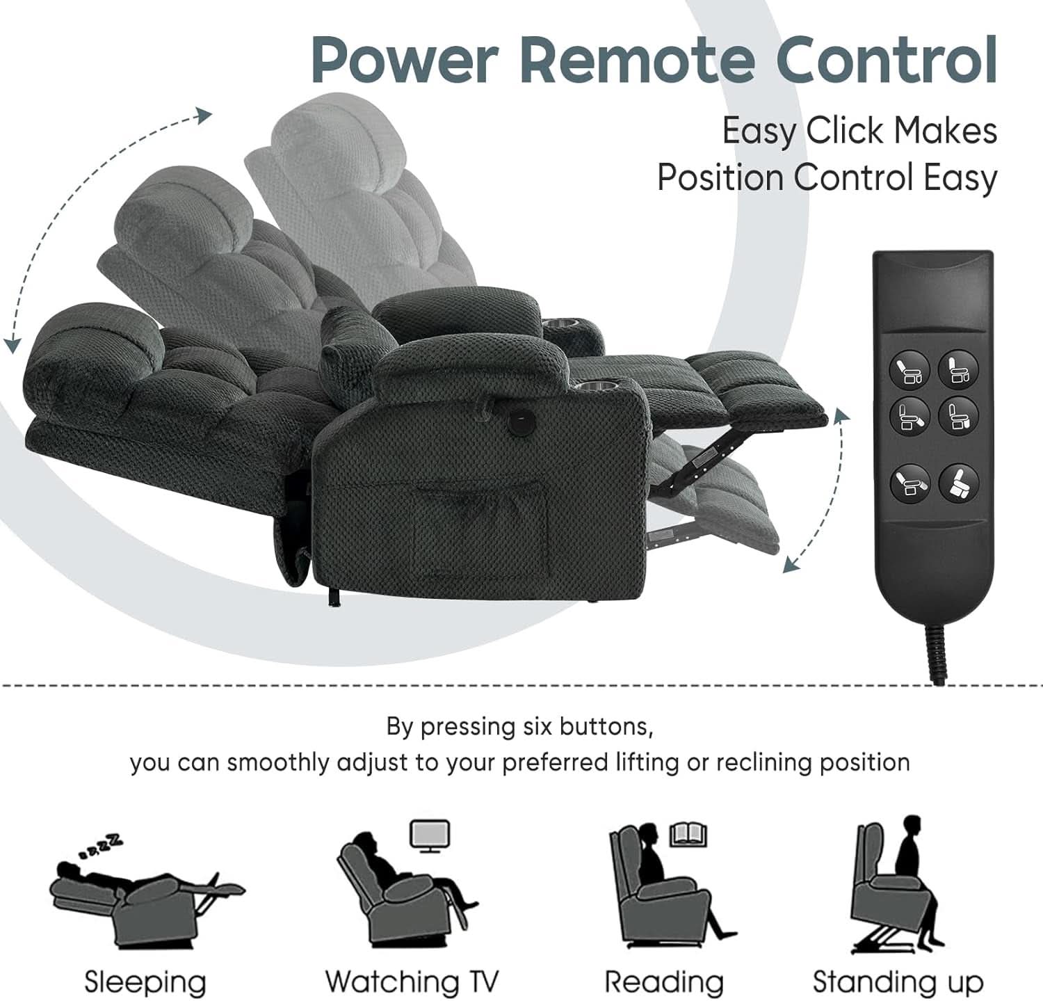 Dual Motor Lift Recliner Chair With Massage And Heat Grey