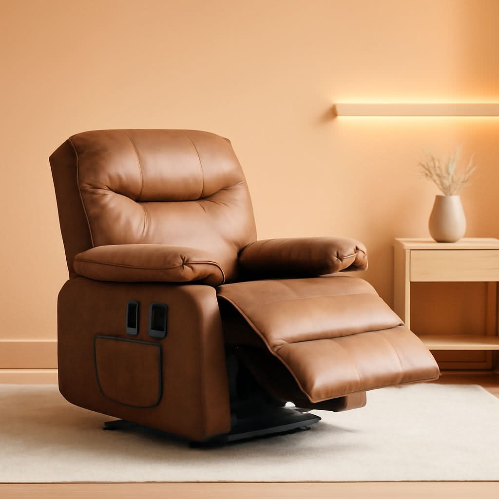 Dual Motor Lift Recliner Leather With Heat Massage