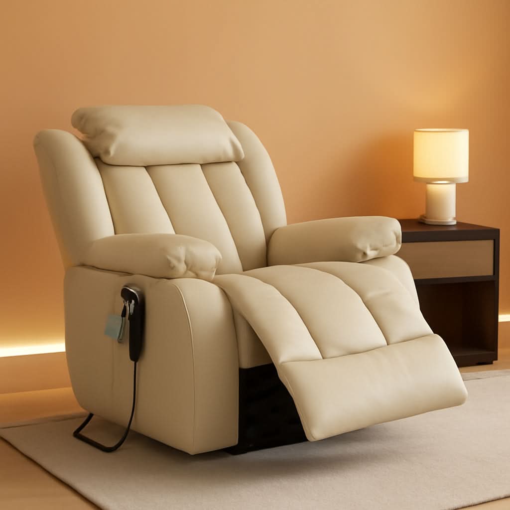 Dual Motor Lift Recliner With Heat And Massage Beige