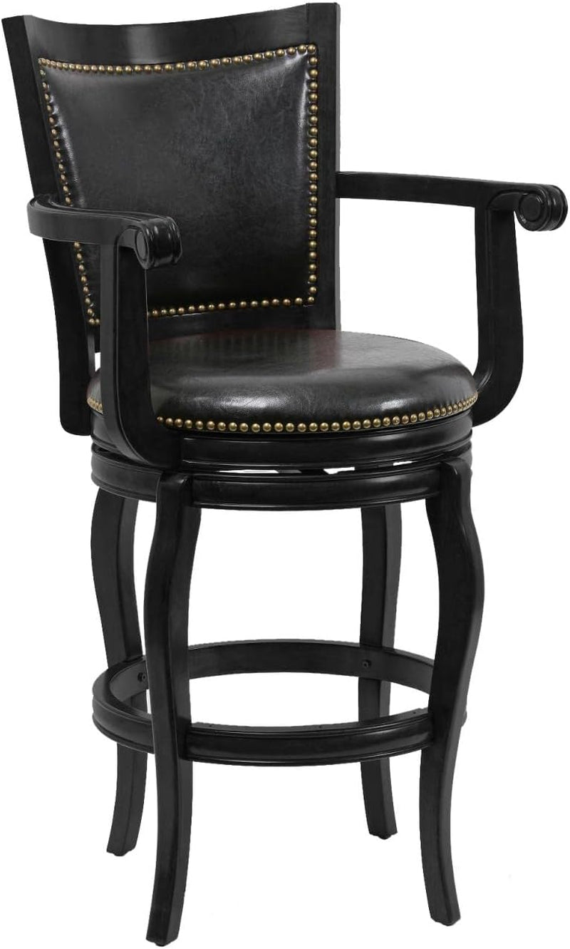 Durable 29-Inch Black Bar Stool With Swivel Seat