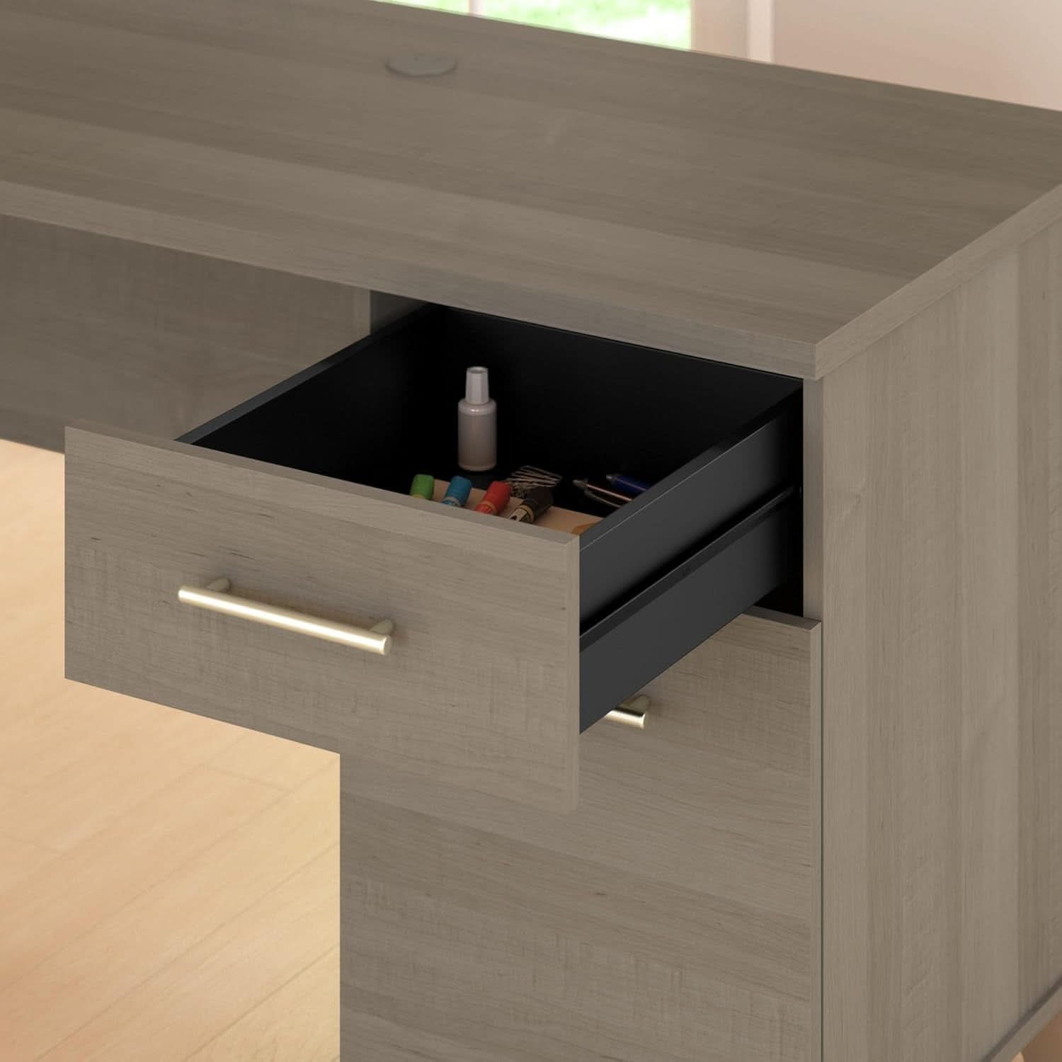 Durable 60W Office Desk with Drawers in Gray