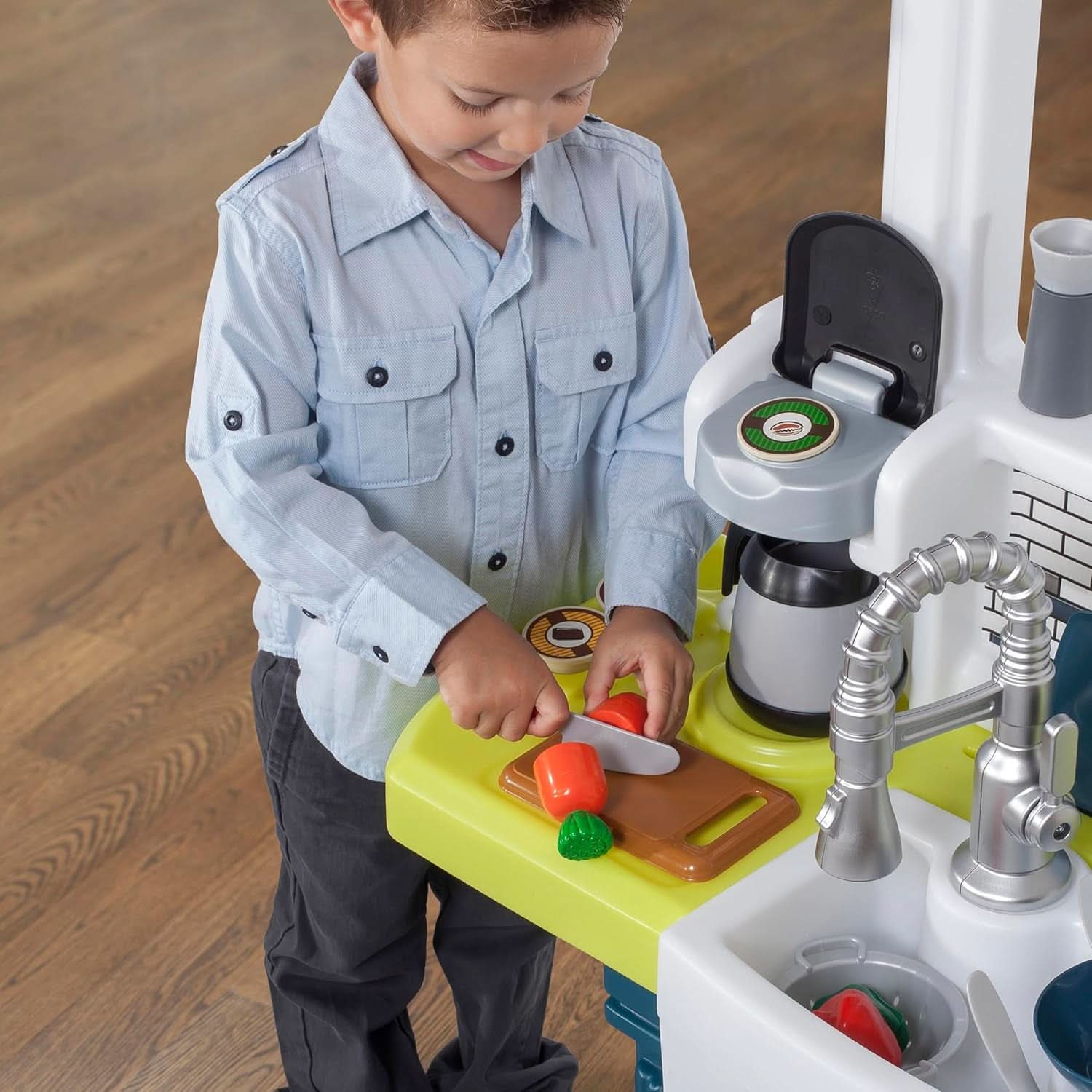 Durable Plastic Kids Kitchen Playset Bright Lights