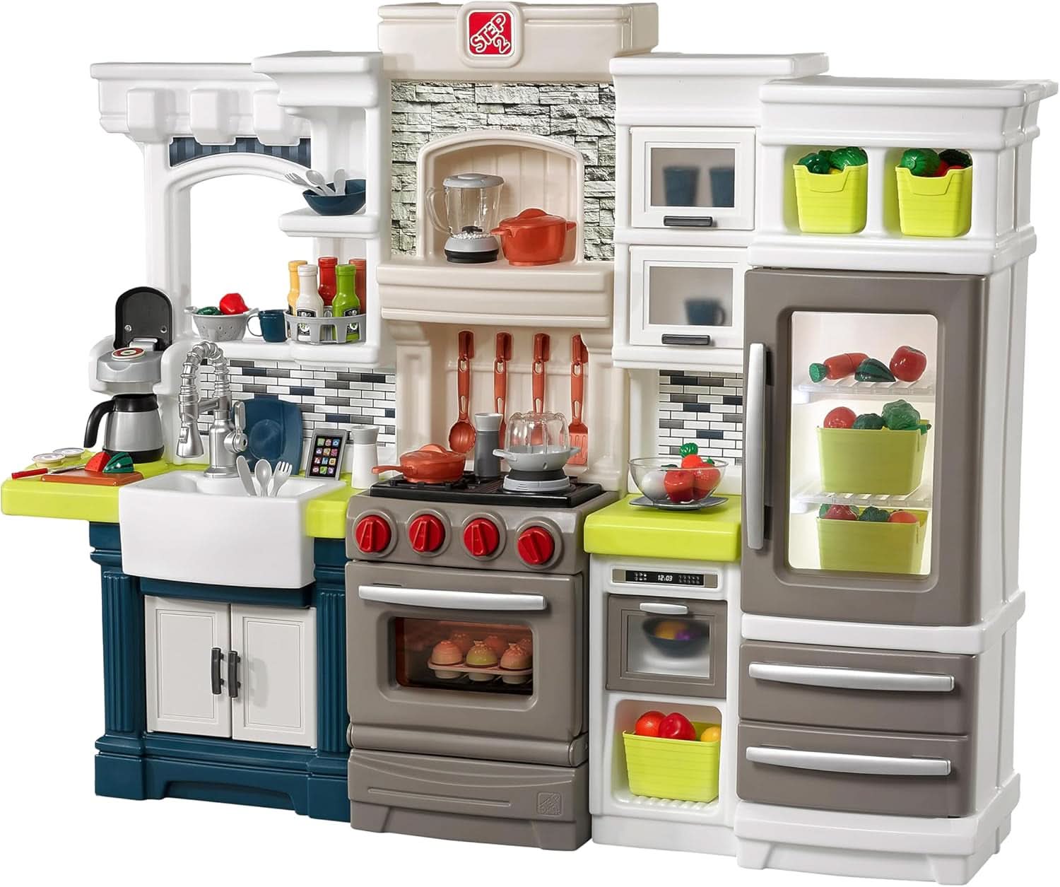 Durable Plastic Kids Kitchen Playset Bright Lights