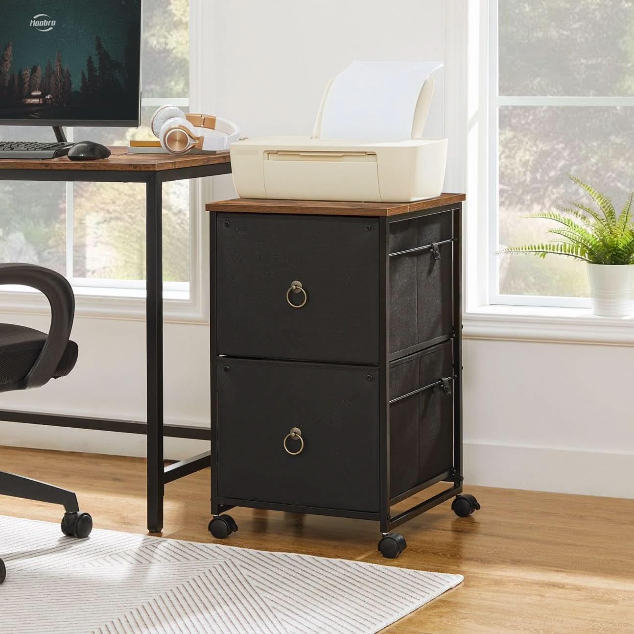 Durable Rolling File Cabinet With Printer Stand 2 Drawer