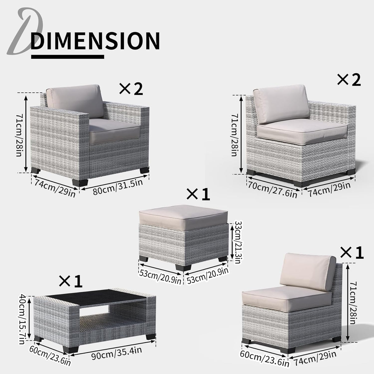 Durable Seven Piece Outdoor Sectional Patio Furniture Set