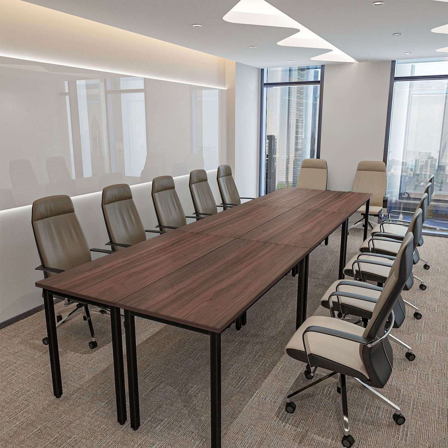 Durable Walnut Brown Conference Table For 14 Seats