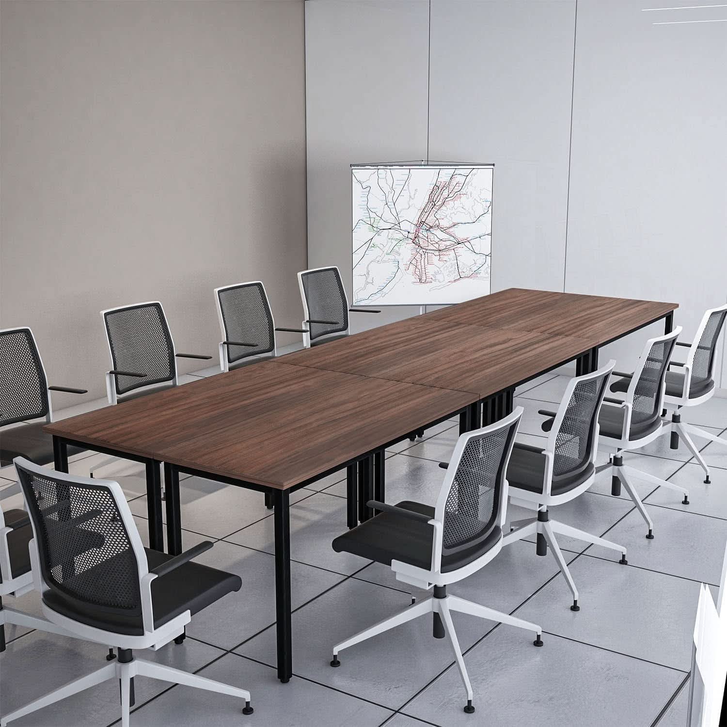 Durable Walnut Brown Conference Table For 14 Seats