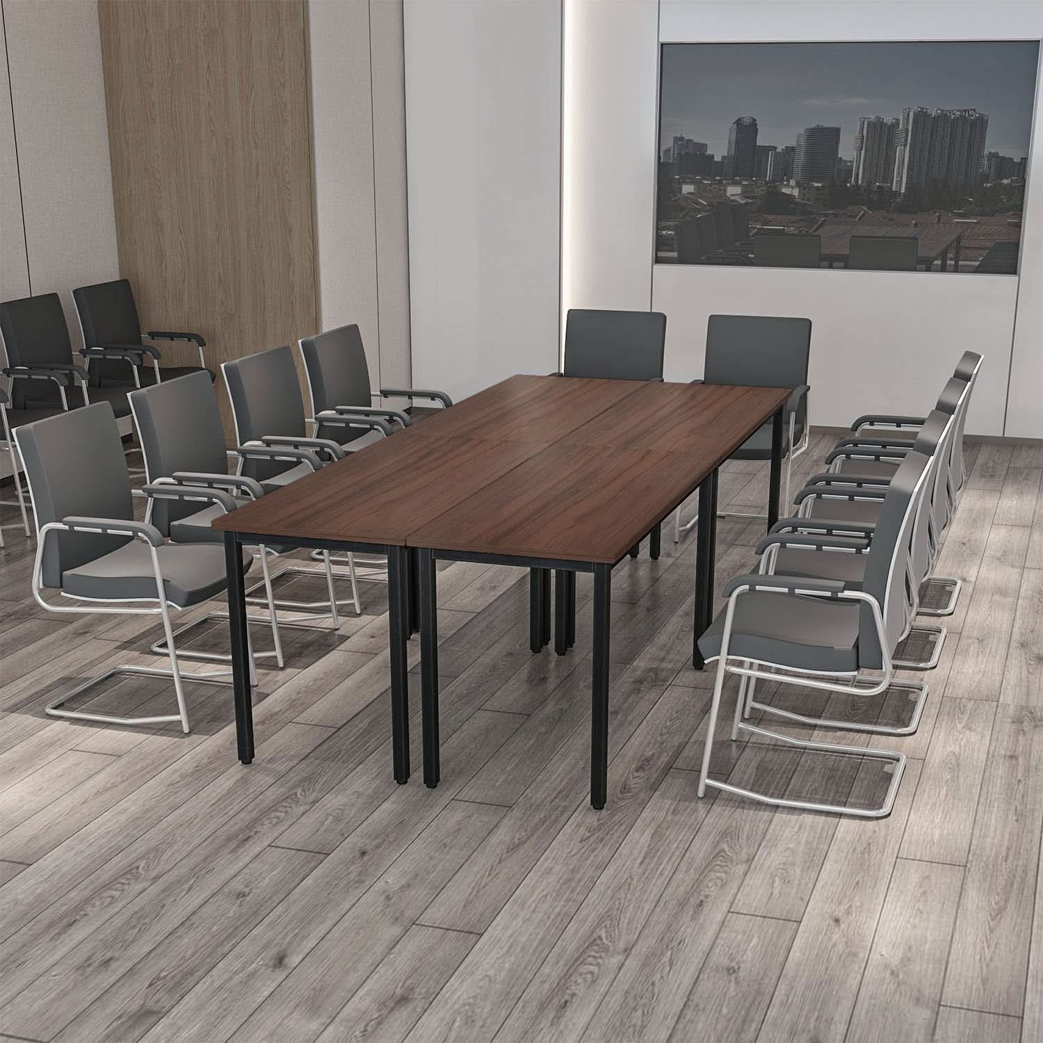 Durable Walnut Brown Conference Table For 14 Seats
