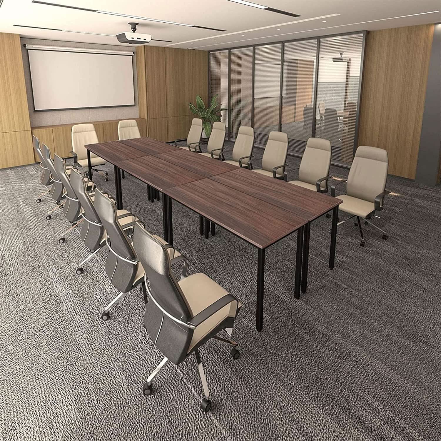 Durable Walnut Brown Conference Table For 14 Seats
