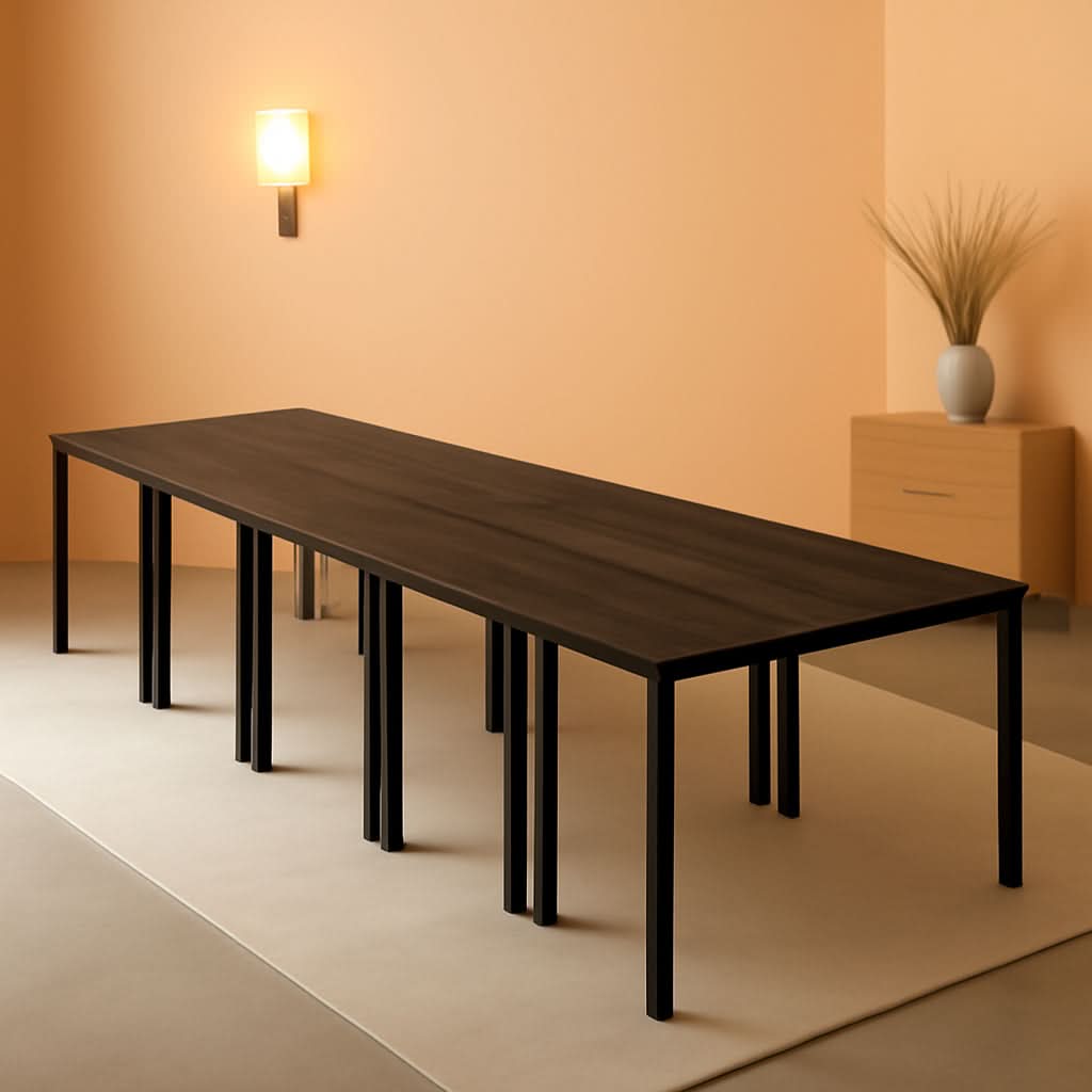 Durable Walnut Brown Conference Table For 14 Seats