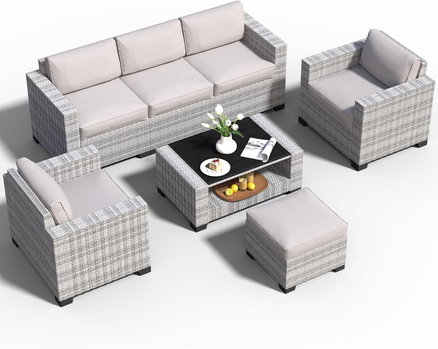Durable Wicker Outdoor Sectional Sofa Set with Cushions